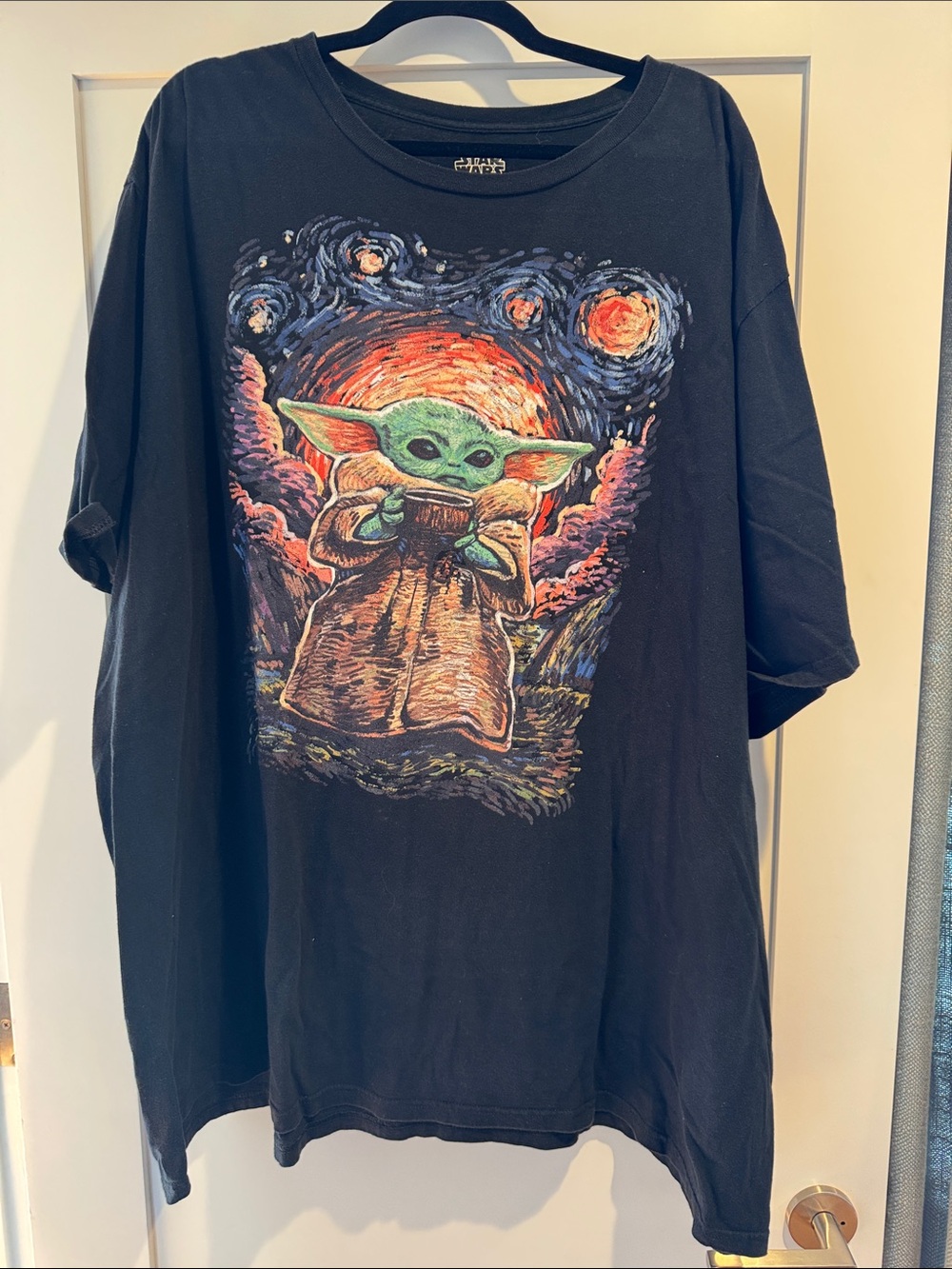 Gildan Black Tee with Green Grogu Starry Graphic
